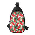 White Palm Leaf Watermelon Pattern Print Sling Bag