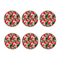 White Palm Leaf Watermelon Pattern Print Coaster Set