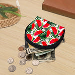 White Palm Leaf Watermelon Pattern Print Coin Purse