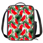 White Palm Leaf Watermelon Pattern Print Crossbody Lunch Bag