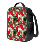 White Palm Leaf Watermelon Pattern Print Crossbody Lunch Bag