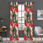 White Palm Leaf Watermelon Pattern Print Curtain