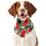 White Palm Leaf Watermelon Pattern Print Dog Bandana