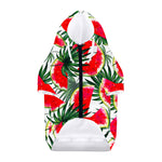 White Palm Leaf Watermelon Pattern Print Dog Zip Up Hoodie