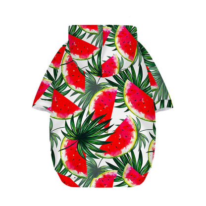 White Palm Leaf Watermelon Pattern Print Dog Zip Up Hoodie