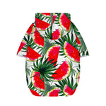 White Palm Leaf Watermelon Pattern Print Dog Zip Up Hoodie