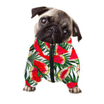 White Palm Leaf Watermelon Pattern Print Dog Zip Up Jacket