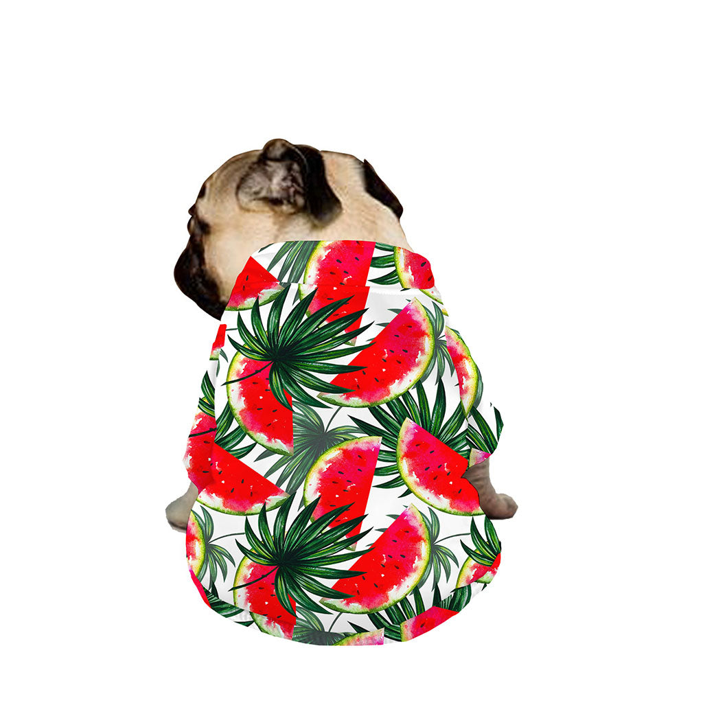 White Palm Leaf Watermelon Pattern Print Dog Zip Up Jacket