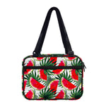 White Palm Leaf Watermelon Pattern Print Double Strap Bible Bag