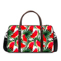 White Palm Leaf Watermelon Pattern Print Duffel Bag