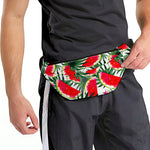 White Palm Leaf Watermelon Pattern Print Fanny Pack