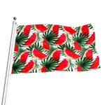 White Palm Leaf Watermelon Pattern Print Flag