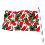 White Palm Leaf Watermelon Pattern Print Flag