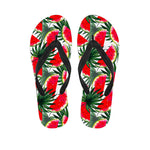 White Palm Leaf Watermelon Pattern Print Flip Flops