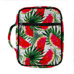White Palm Leaf Watermelon Pattern Print Front Pocket Bible Bag