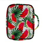 White Palm Leaf Watermelon Pattern Print Front Pocket Bible Bag