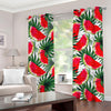 White Palm Leaf Watermelon Pattern Print Grommet Curtains