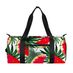 White Palm Leaf Watermelon Pattern Print Gym Bag