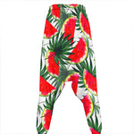 White Palm Leaf Watermelon Pattern Print Hammer Pants