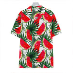 White Palm Leaf Watermelon Pattern Print Hawaiian Shirt