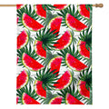 White Palm Leaf Watermelon Pattern Print House Flag