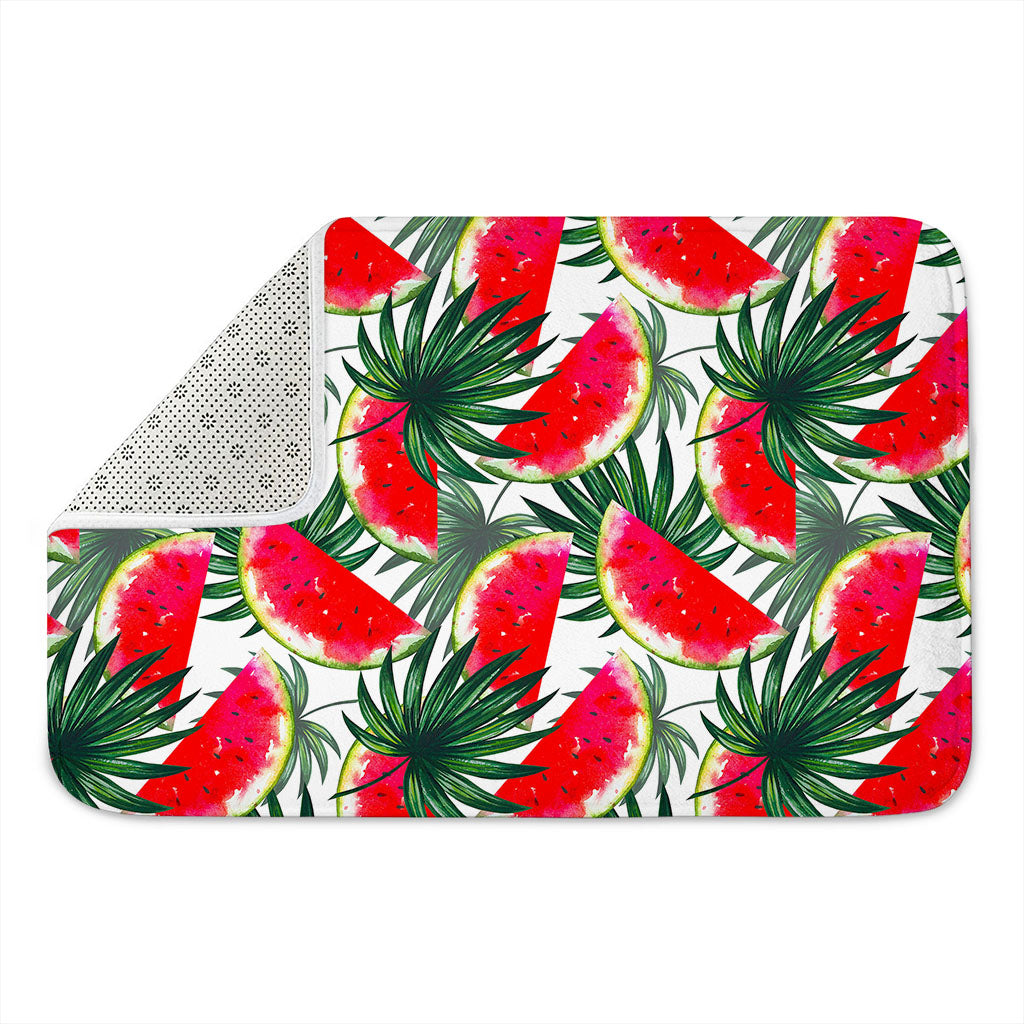 White Palm Leaf Watermelon Pattern Print Indoor Door Mat