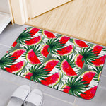 White Palm Leaf Watermelon Pattern Print Indoor Door Mat