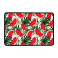 White Palm Leaf Watermelon Pattern Print Kitchen Mat