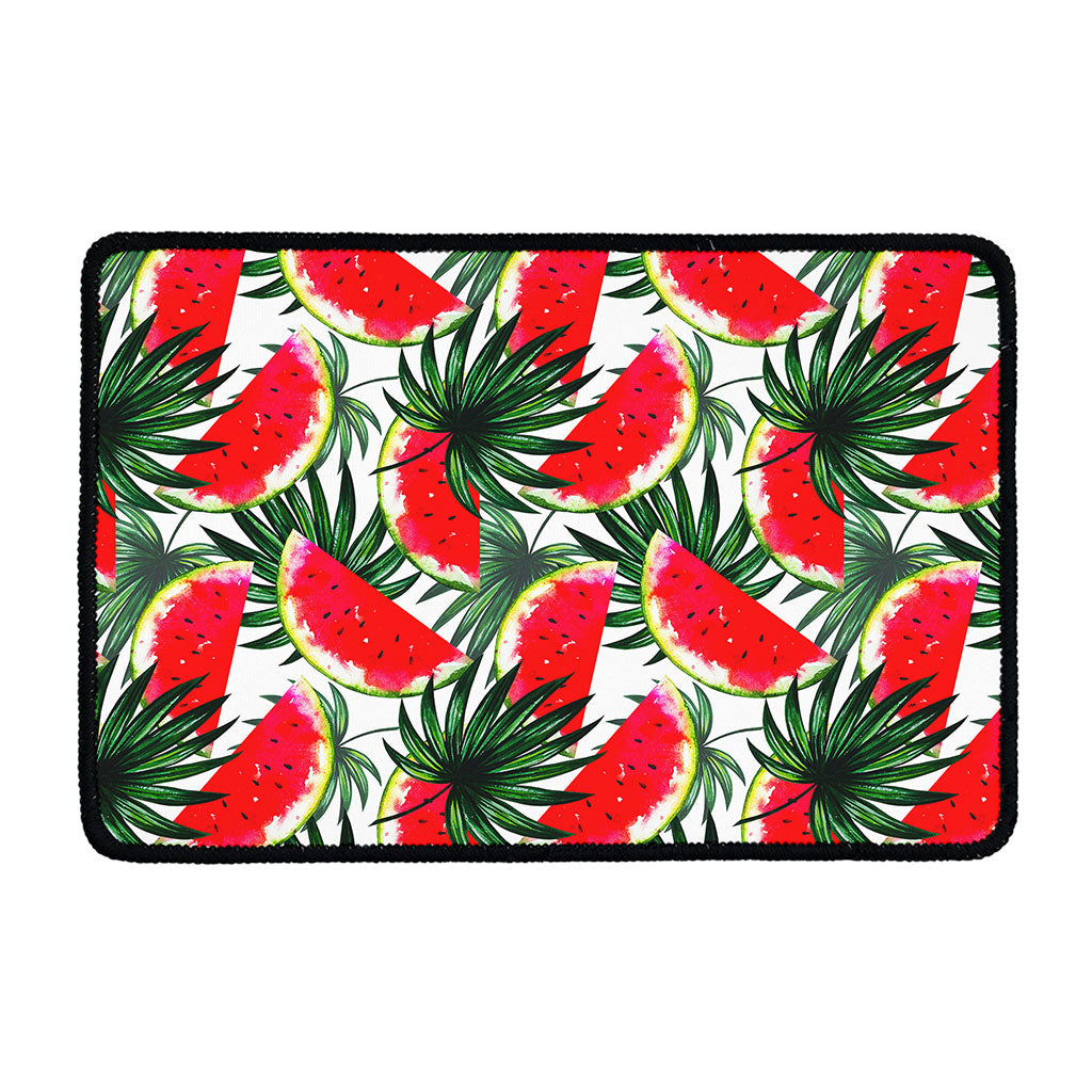 White Palm Leaf Watermelon Pattern Print Kitchen Mat