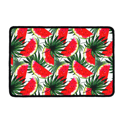 White Palm Leaf Watermelon Pattern Print Kitchen Mat