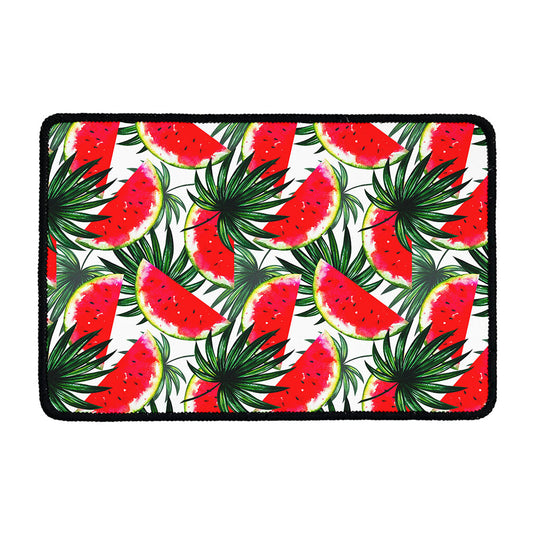 White Palm Leaf Watermelon Pattern Print Kitchen Mat