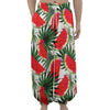 White Palm Leaf Watermelon Pattern Print Lantern Pants