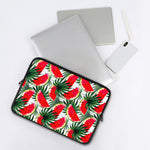 White Palm Leaf Watermelon Pattern Print Laptop Sleeve