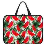 White Palm Leaf Watermelon Pattern Print Laptop Sleeve With Handle