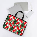 White Palm Leaf Watermelon Pattern Print Laptop Sleeve With Handle
