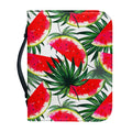 White Palm Leaf Watermelon Pattern Print Leather Bible Cover