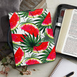 White Palm Leaf Watermelon Pattern Print Leather Bible Cover