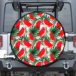 White Palm Leaf Watermelon Pattern Print Leather Spare Tire Cover