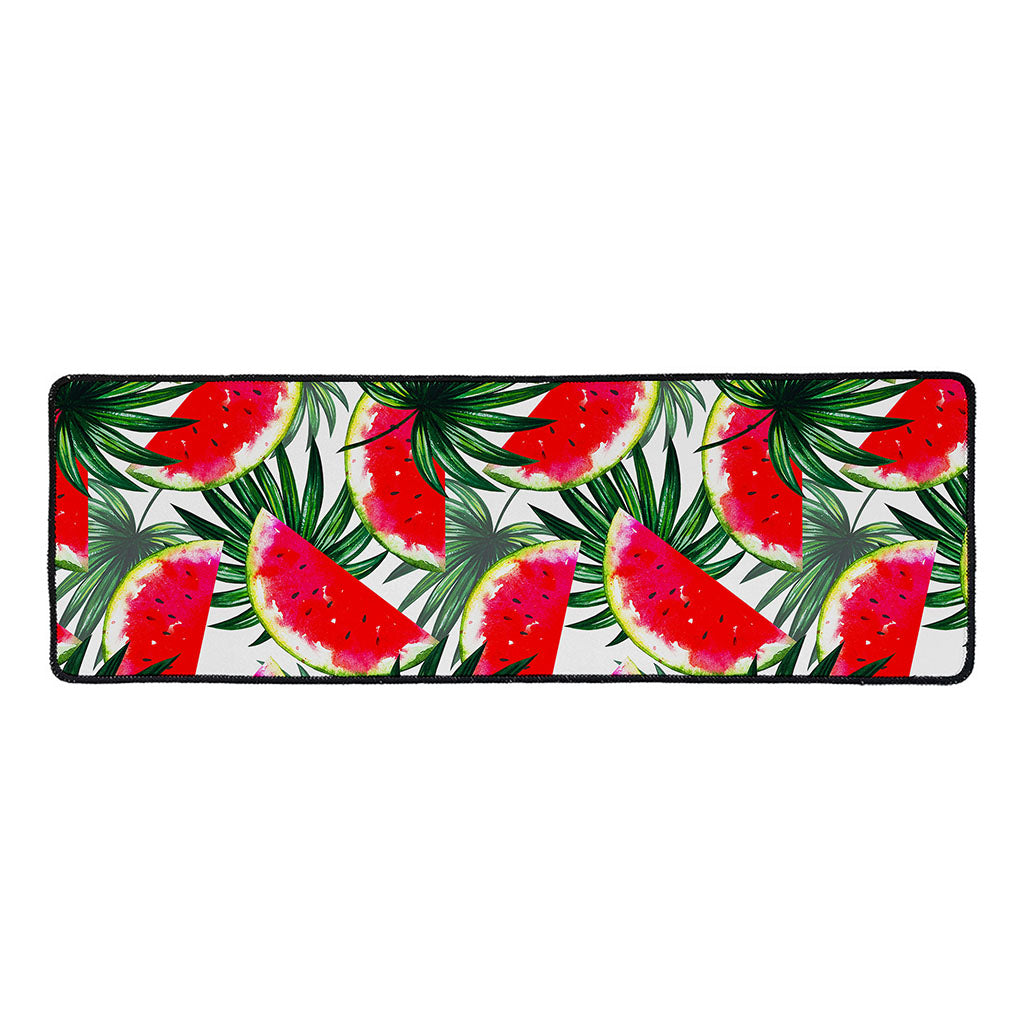 White Palm Leaf Watermelon Pattern Print Long Kitchen Mat