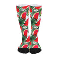 White Palm Leaf Watermelon Pattern Print Long Socks
