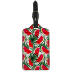White Palm Leaf Watermelon Pattern Print Luggage Tag