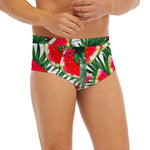 White Palm Leaf Watermelon Pattern Print Men's Briefs