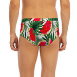 White Palm Leaf Watermelon Pattern Print Men's Briefs