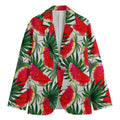 White Palm Leaf Watermelon Pattern Print Men's Cotton Blazer