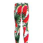 White Palm Leaf Watermelon Pattern Print Men's leggings
