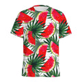 White Palm Leaf Watermelon Pattern Print Men's Athletic T-Shirt