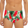 White Palm Leaf Watermelon Pattern Print Men's Triangle Swim Briefs
