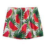 White Palm Leaf Watermelon Pattern Print Mesh Shorts