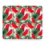 White Palm Leaf Watermelon Pattern Print Mouse Pad