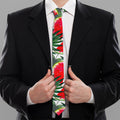 White Palm Leaf Watermelon Pattern Print Necktie